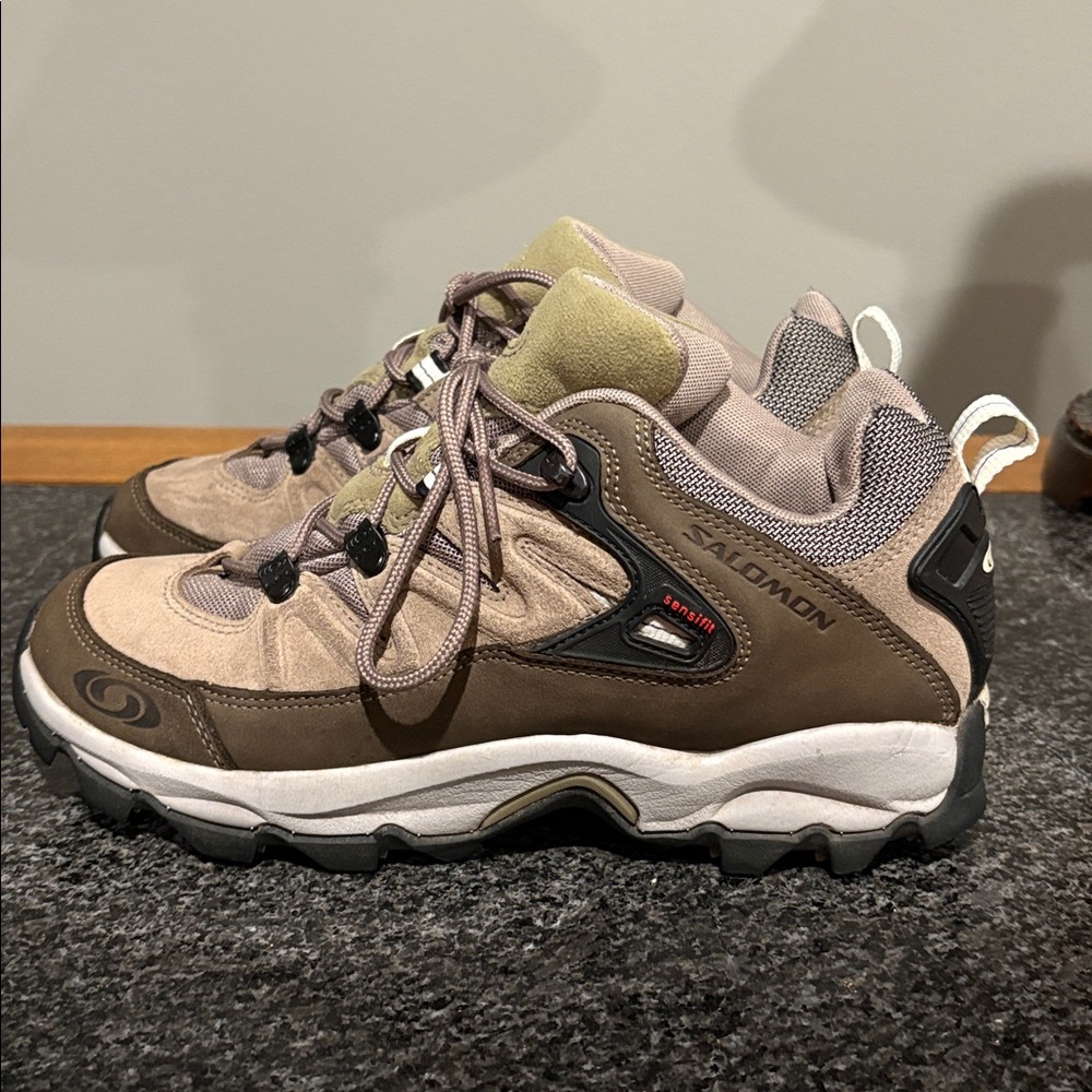Salomon Women's Brown and Taupe Hiking Sneakers